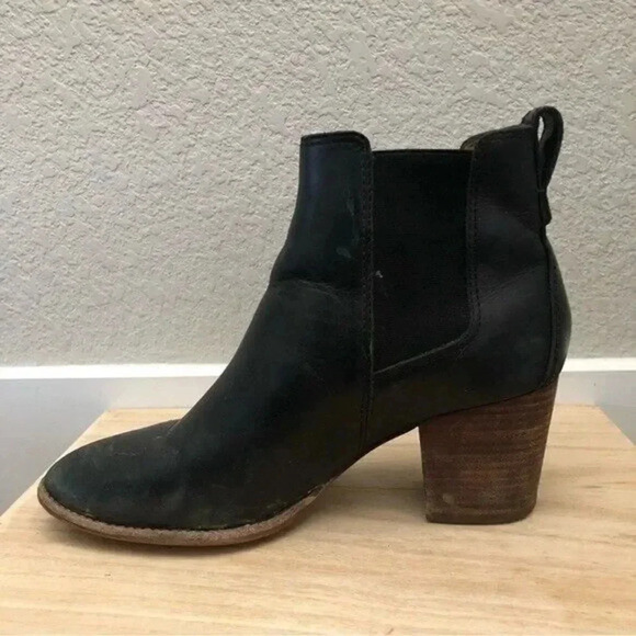 Madewell Regan Black Leather Pull On Heeled Ankle Booties 8 - Picture 9 of 9
